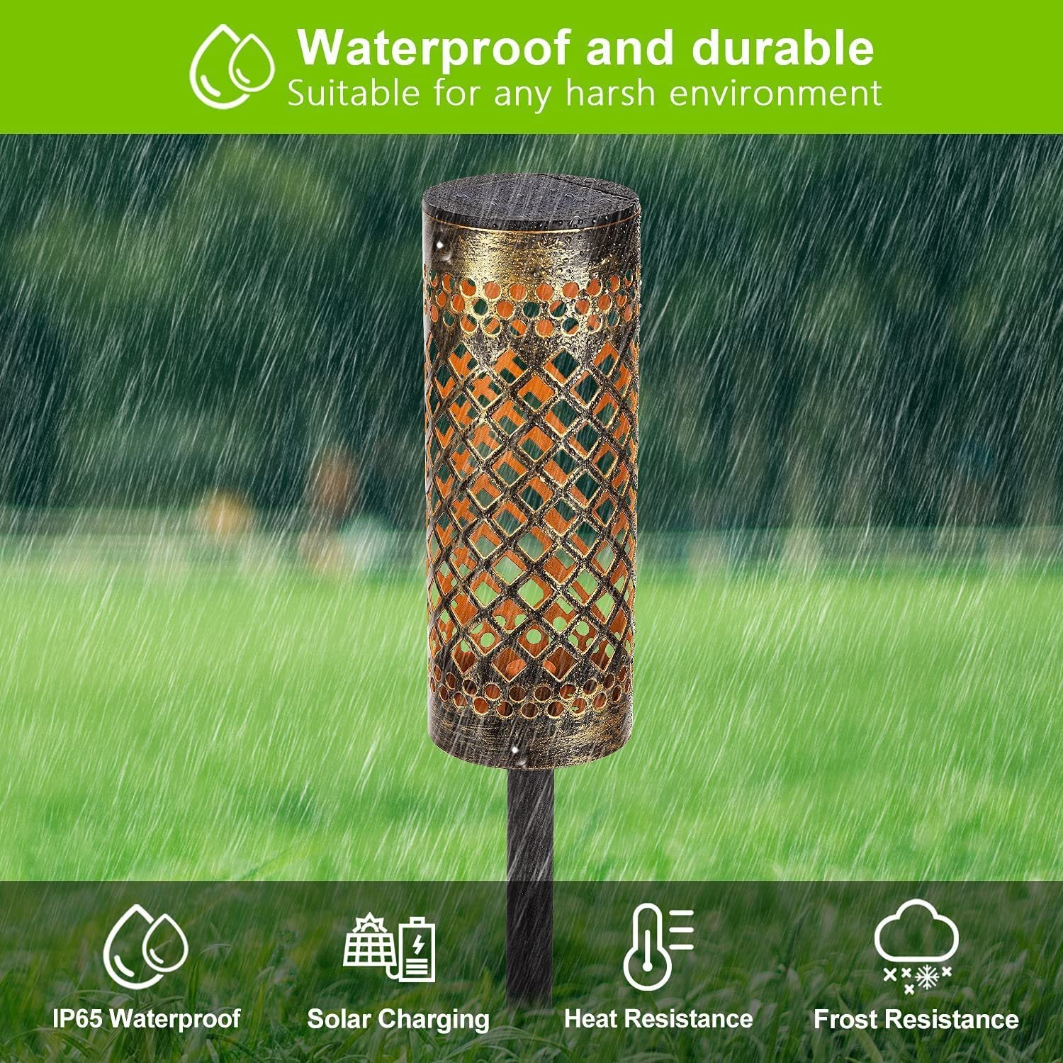 Metal Solar-powered Lawn Lamps  (Waterproof)