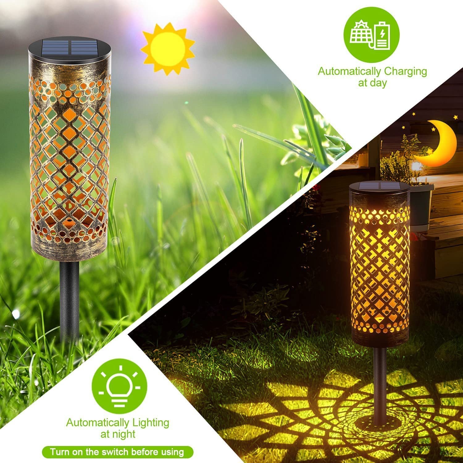 Metal Solar-powered Lawn Lamps  (Waterproof)