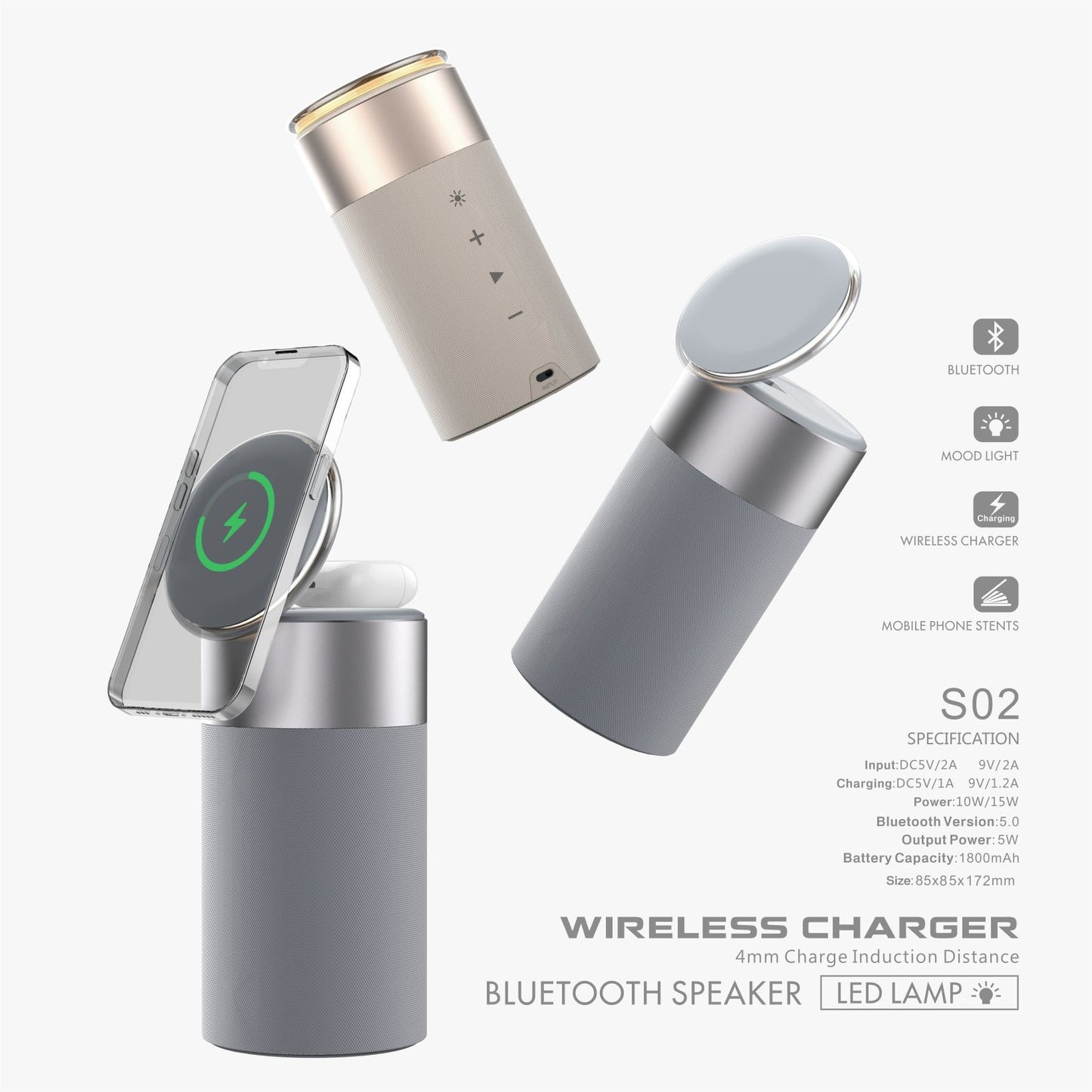 Multi-Function IPhone And AirPods Wireless Charger & Portable Bluetooth Speaker